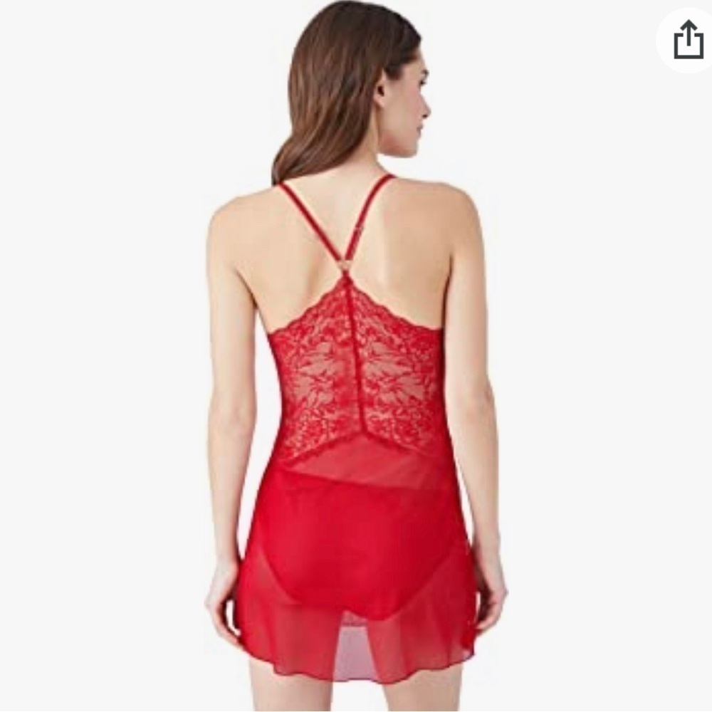 b.tempt'd by Wacoal Women's Lace Encounter Chemise Crimson Red​​​​​​​​​ - Picture 3 of 13